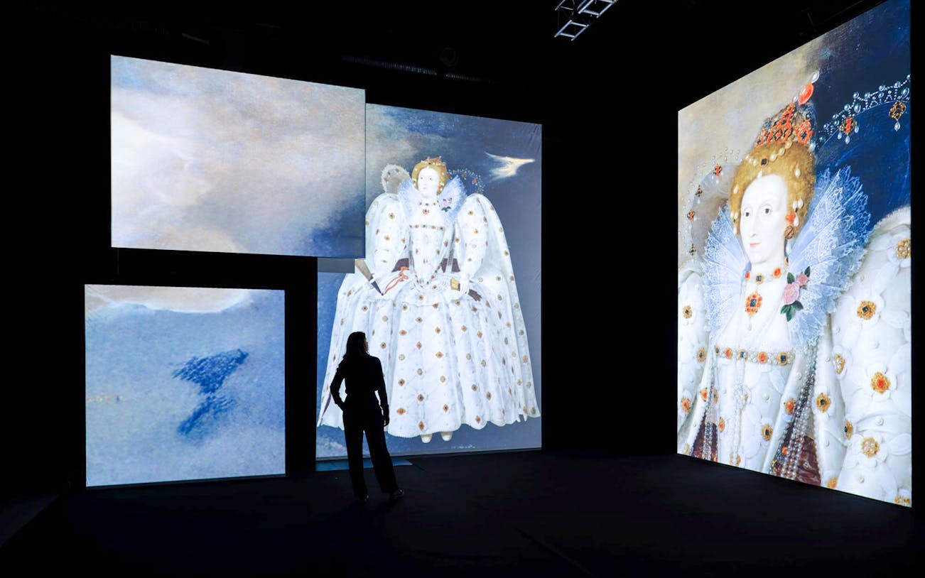 Queen Elizabeth portrait at Frameless National Portrait Gallery Exhibition, London.