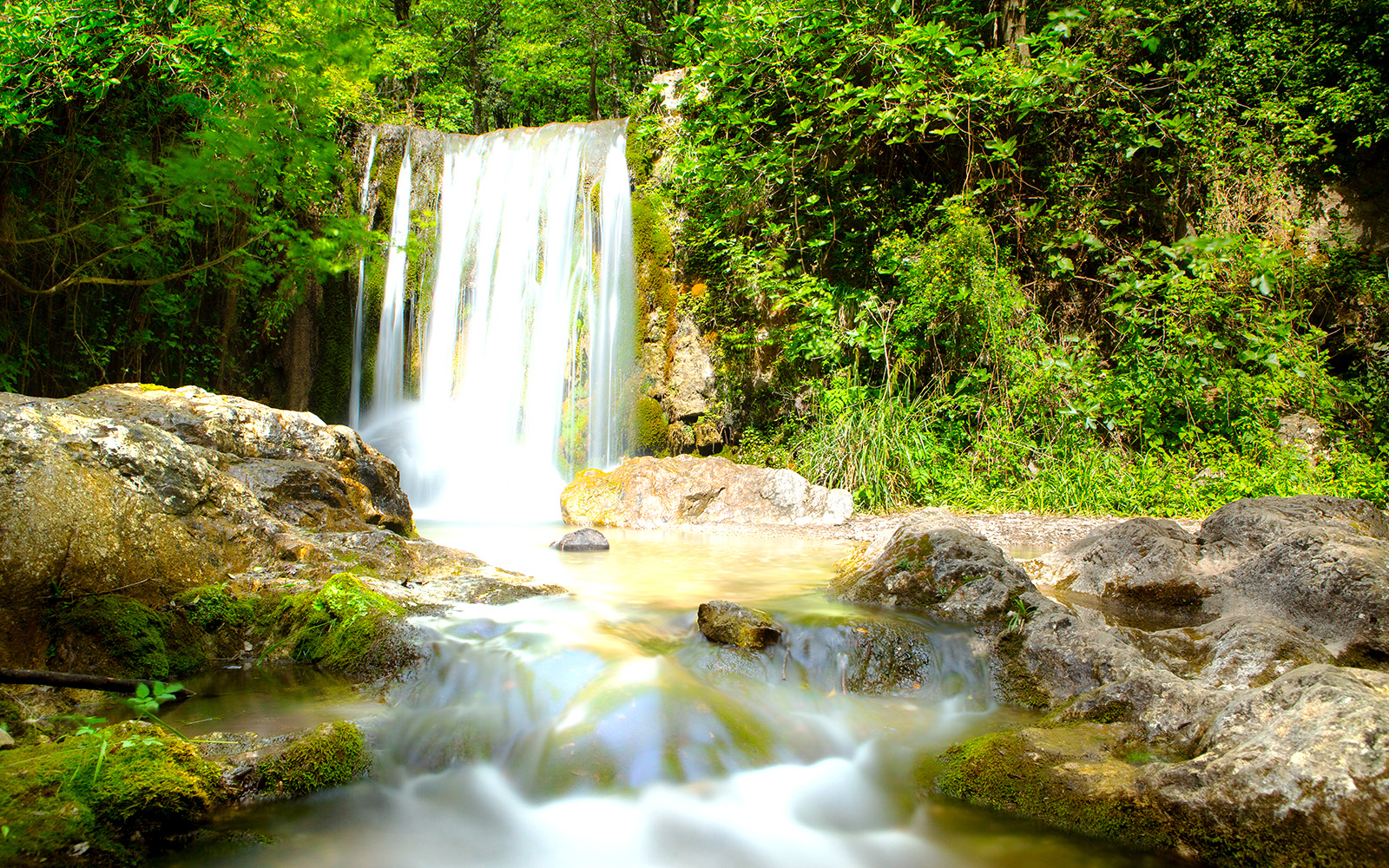 Hikers on a trail in Ferriere Valley Nature Reserve during a Rome to Amalfi day trip.