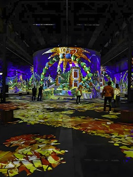 Immersive digital art display at Phoenix des Lumières with vibrant projections.