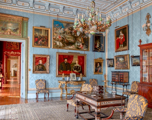 Interior of Liria Palace with paintings in room