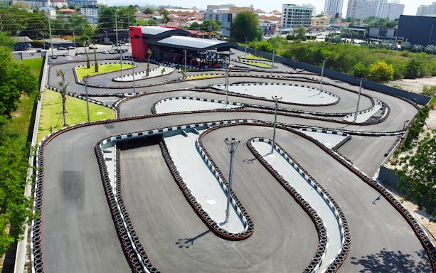 Outdoor go-karting track with winding lanes in Thepprasit Pattaya.
