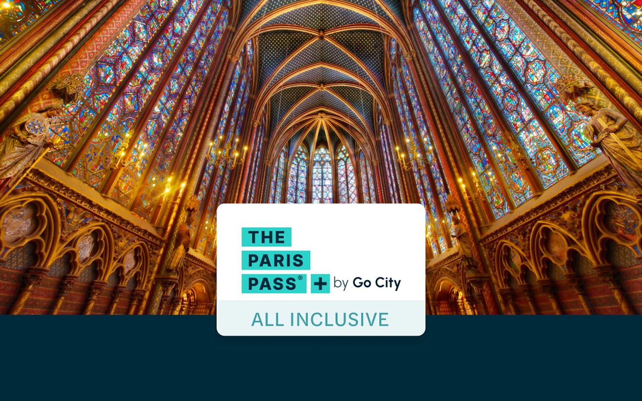 Sainte Chapelle interior with stained glass windows, included in Go City Paris Pass Plus.