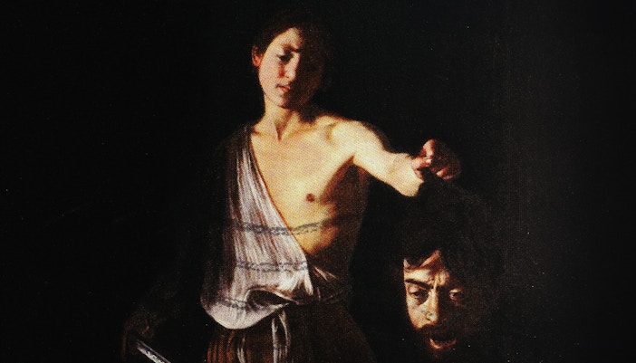 Caravaggio's "David with the Head of Goliath" at Galleria Borghese, Rome.