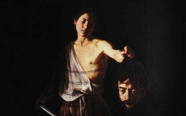 Caravaggio's "David with the Head of Goliath" at Galleria Borghese, Rome.