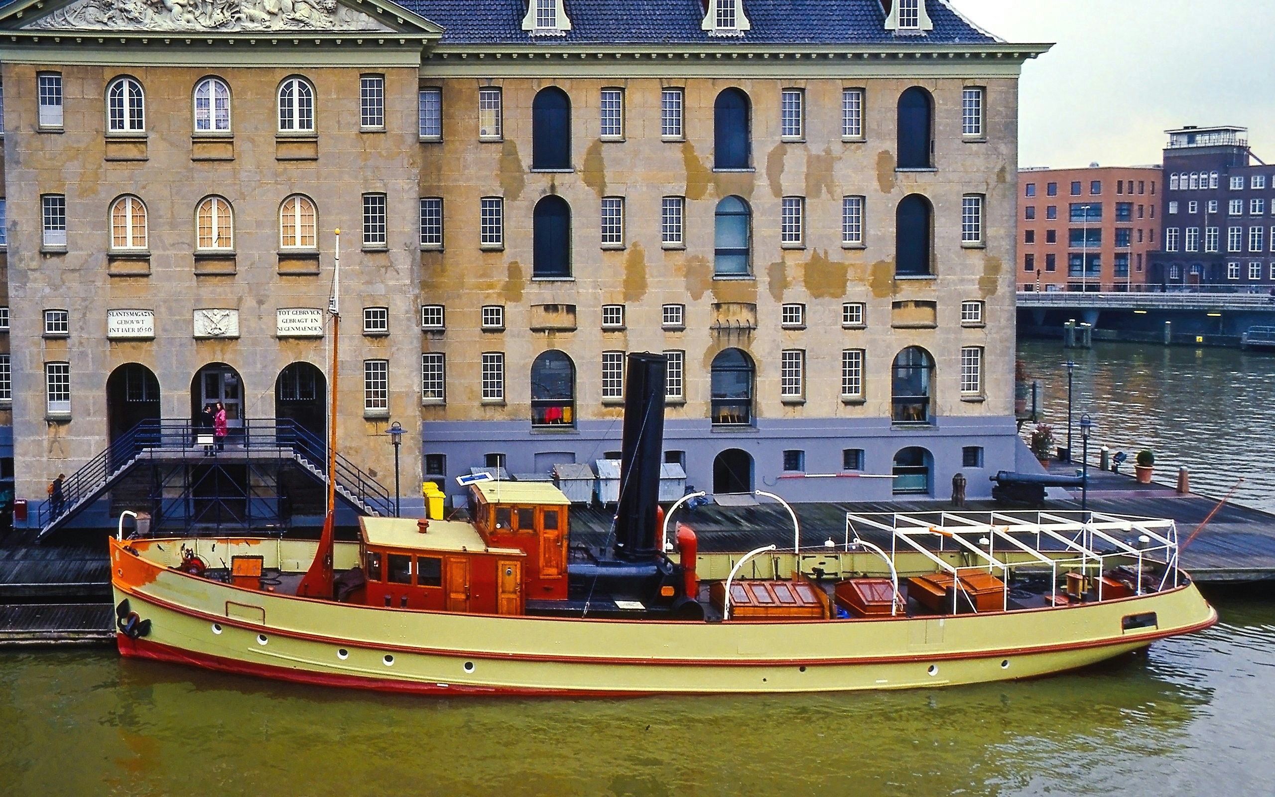 Steamship Christiaan Brunings docked at the Maritime Museum in Amsterdam.