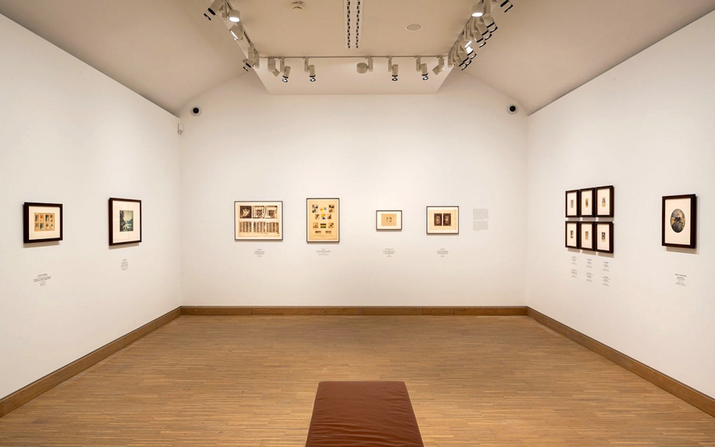 Exhibition room with framed artworks at ALBERTINA MODERN Vienna.