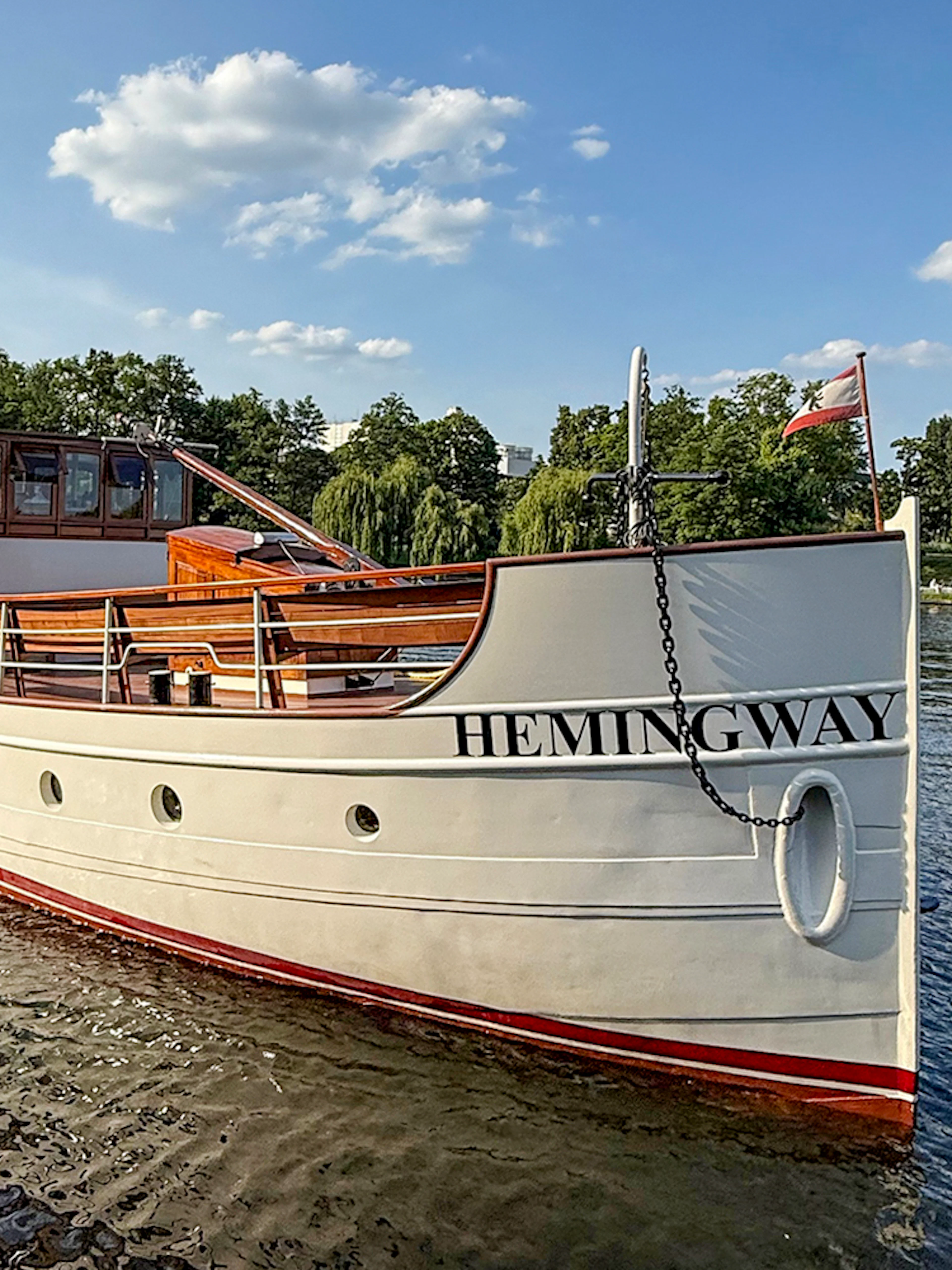Hemingway boat on river during Berlin Sightseeing Cruise tour.