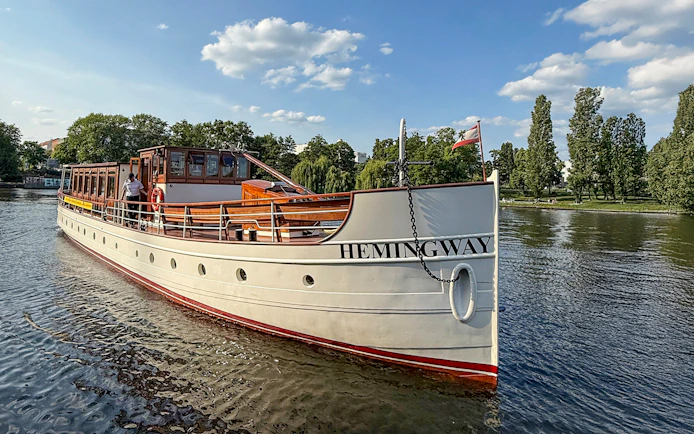 Hemingway boat on river during Berlin Sightseeing Cruise tour.