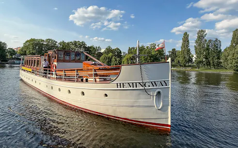 Hemingway boat on river during Berlin Sightseeing Cruise tour.