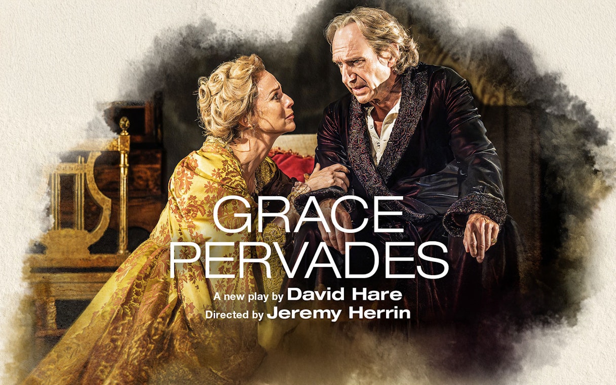 Actors in period costumes performing in the West End show "Grace Pervades.