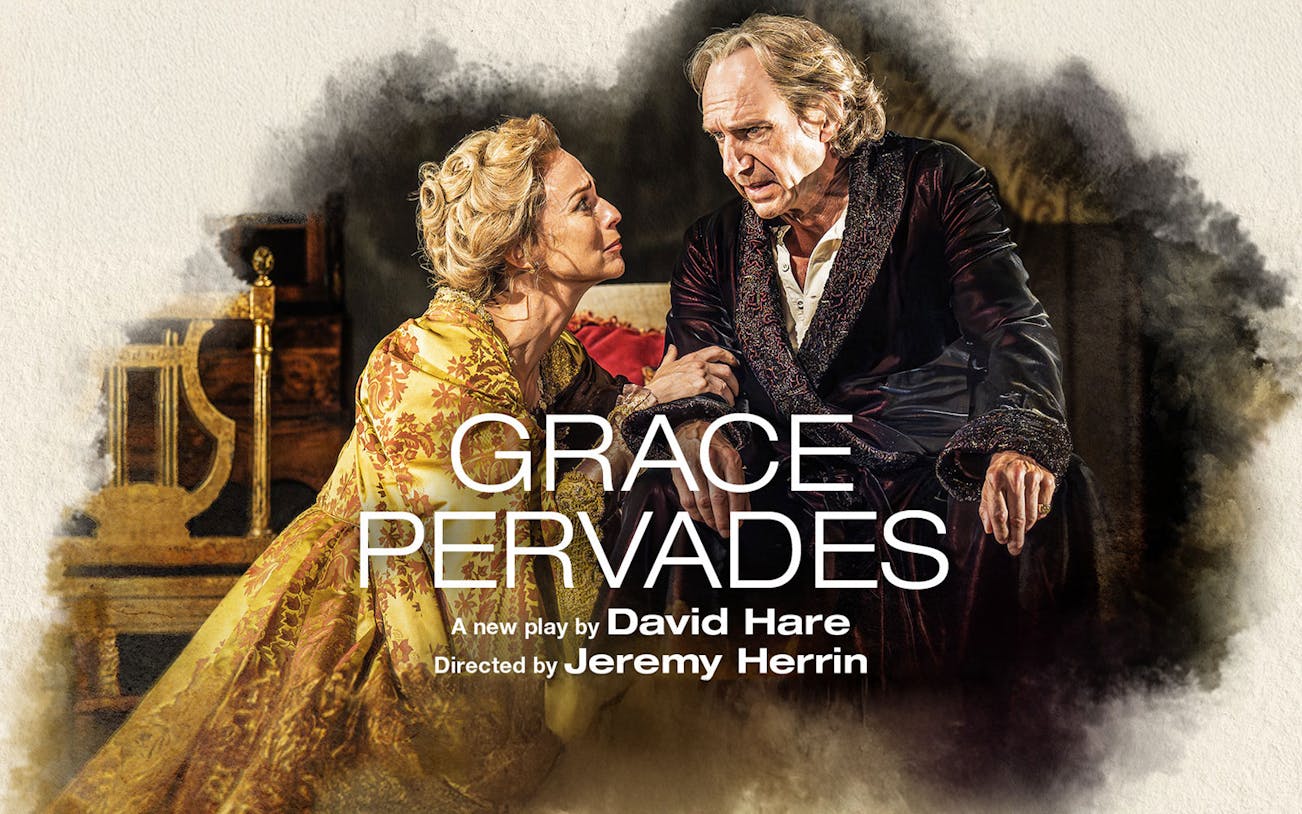 Actors in period costumes performing in the West End show "Grace Pervades.