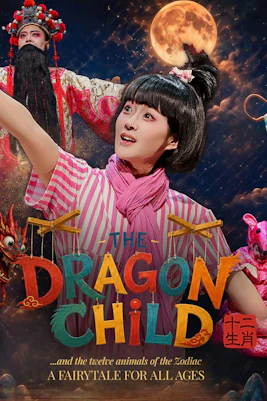 Performance poster for The Dragon Child in Sydney featuring actors in traditional costumes.