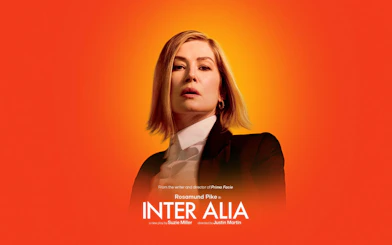 Rosamund Pike in "Inter Alia" Broadway show poster.