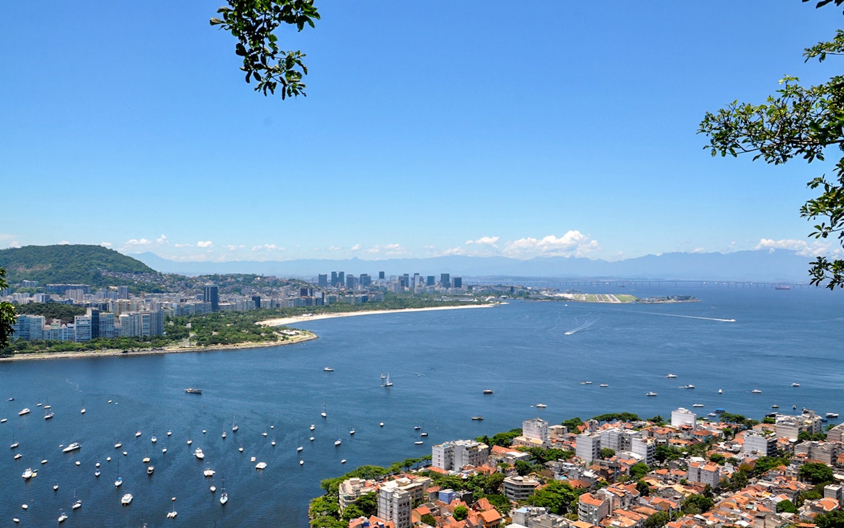 Flamengo Beach and Rio de Janeiro skyline viewed from Sugarloaf Mountain.