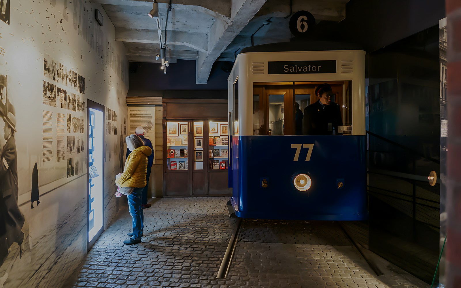 Visitors exploring exhibits inside Oskar Schindler’s Factory museum.