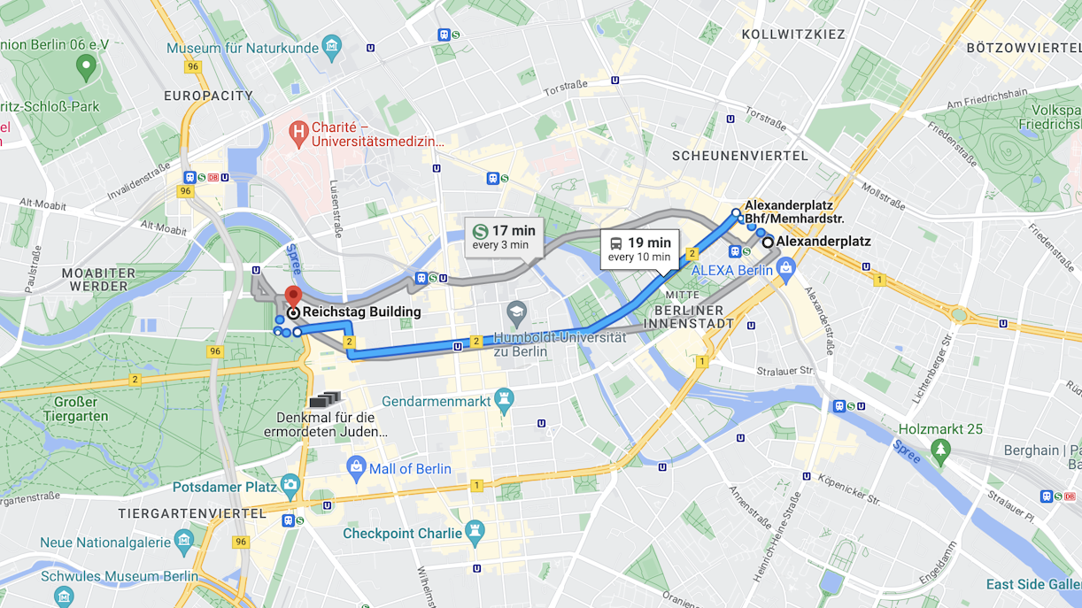 Anfahrt zum Reichstag mit dem Bus