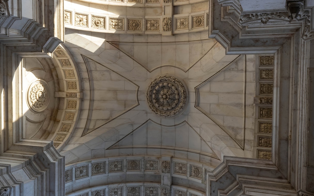 Ceiling detail of Rua Augusta Arch in Lisbon, Portugal.
