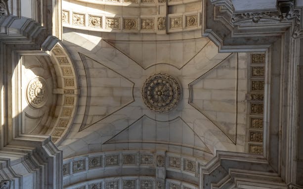 Ceiling detail of Rua Augusta Arch in Lisbon, Portugal.