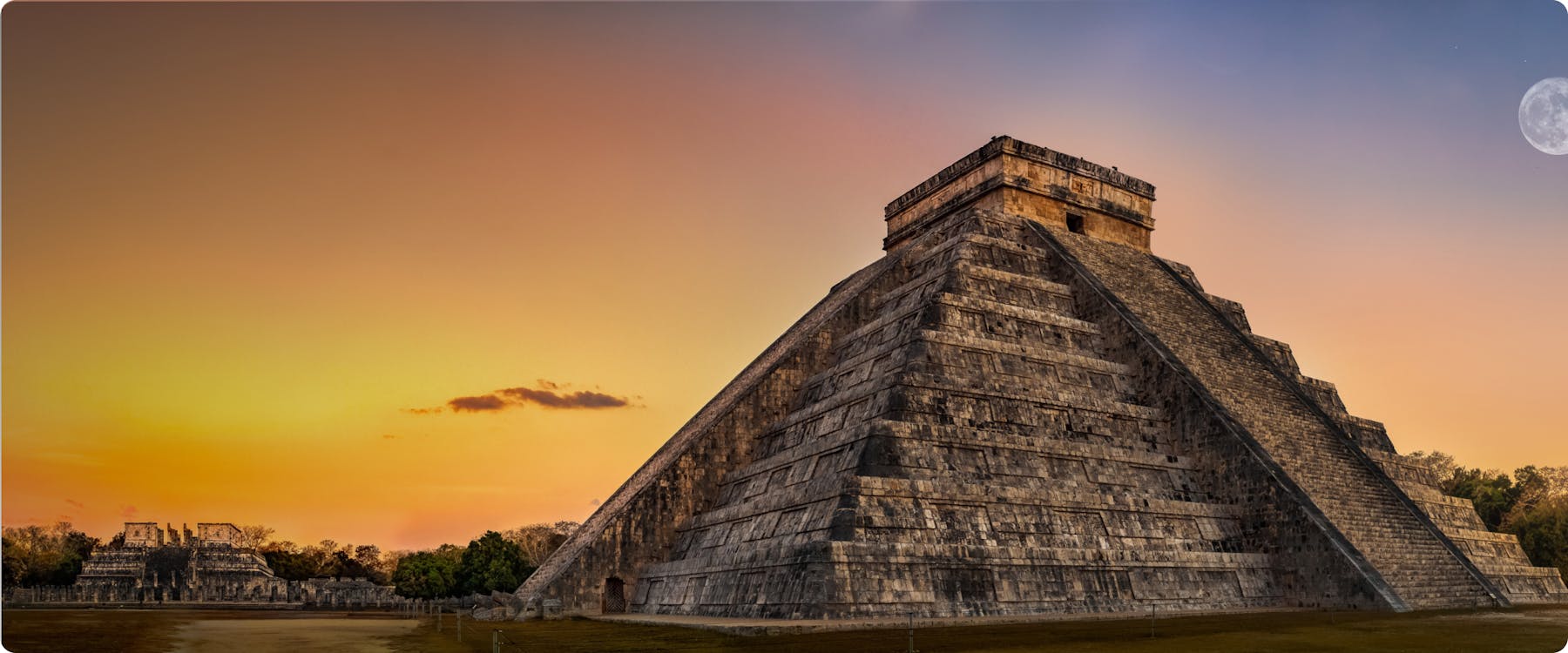 Chichen Itza pyramid at sunset, Mexico City tour.