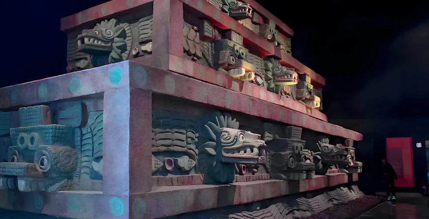 Stone carvings of Quetzalcoatl at the Anthropology Museum, Mexico City.