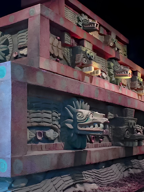 Stone carvings of Quetzalcoatl at the Anthropology Museum, Mexico City.