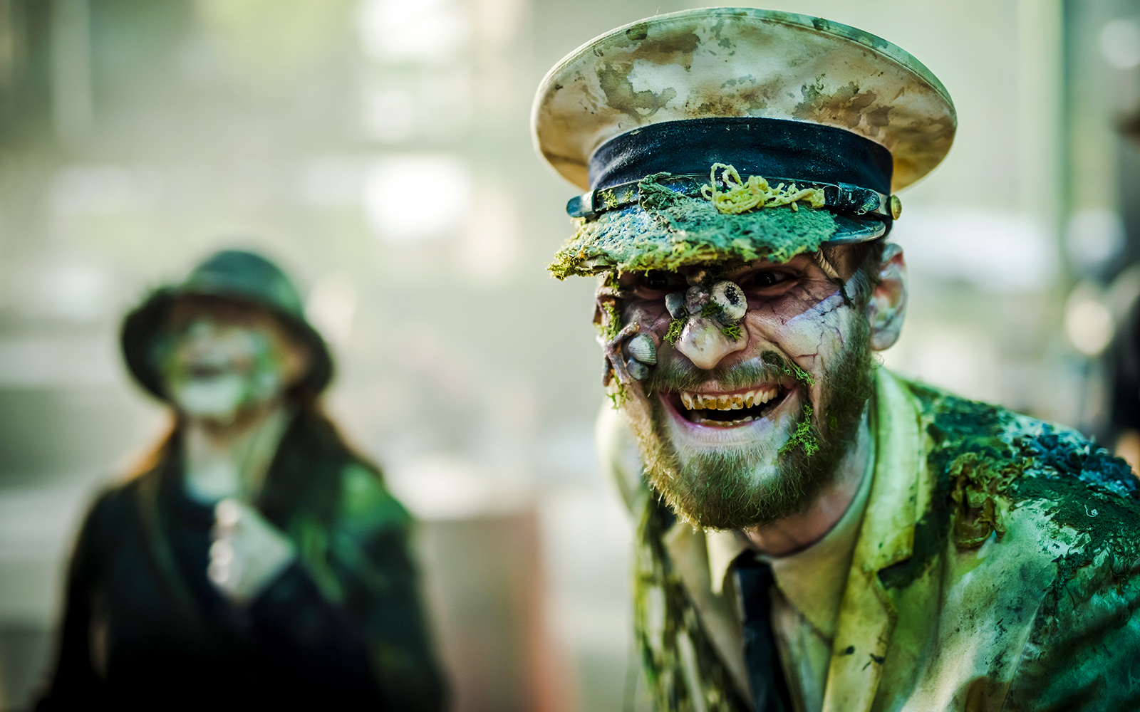 Characters in Halloween costumes at Parc Astérix Halloween Special event.