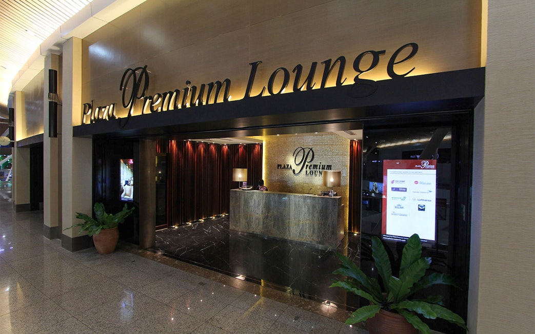 Plaza Premium Lounge entrance at Satellite Terminal, International Departures.