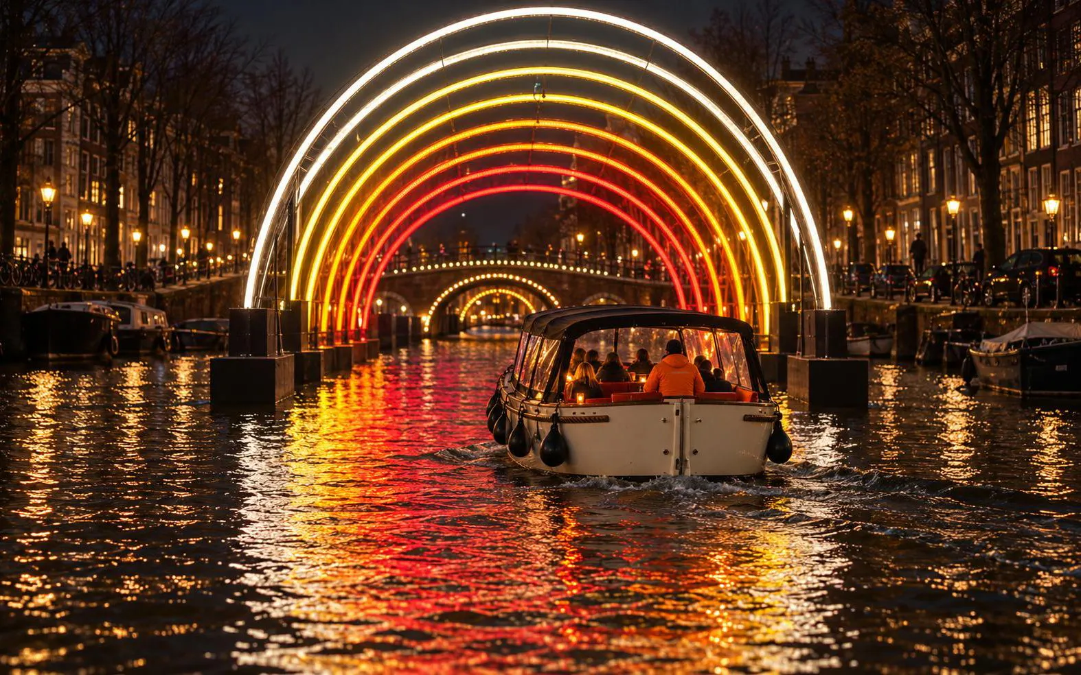Amsterdam Light Festival: 75-Minute German Guided Cruise With Optional Unlimited Drinks
