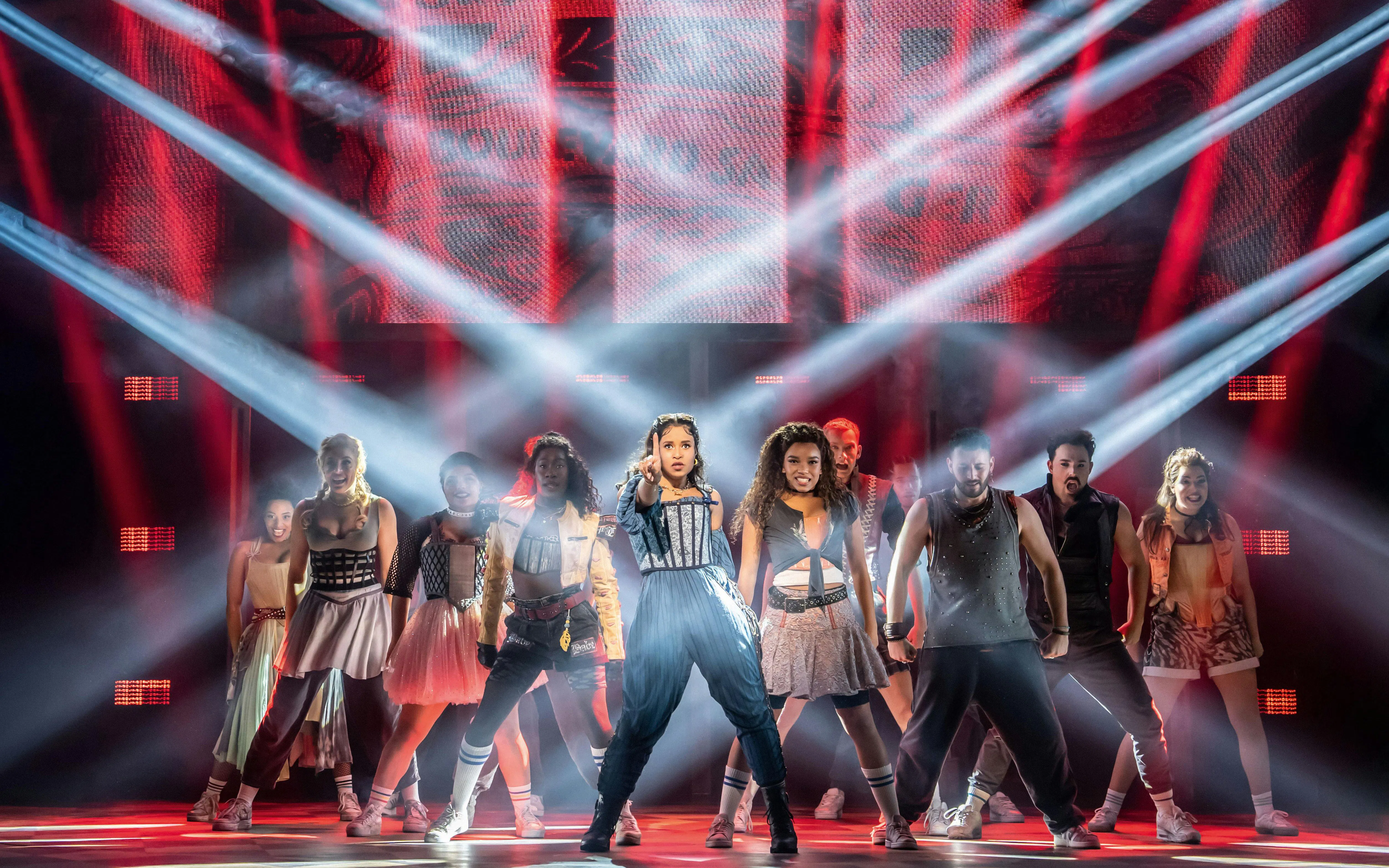 Performers on stage during &Julia musical in Hamburg.