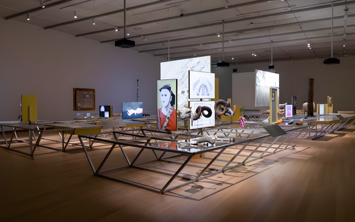 Formafantasma Oltre Terra exhibit at Stedelijk Museum, Amsterdam, featuring multimedia displays.