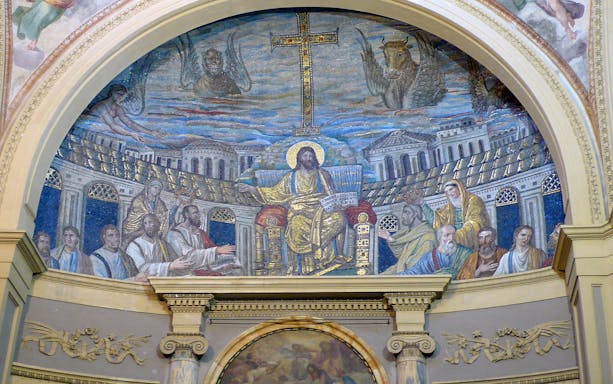 Mosaic of Christ with apostles in Basilica of Santa Pudenziana, Rome.
