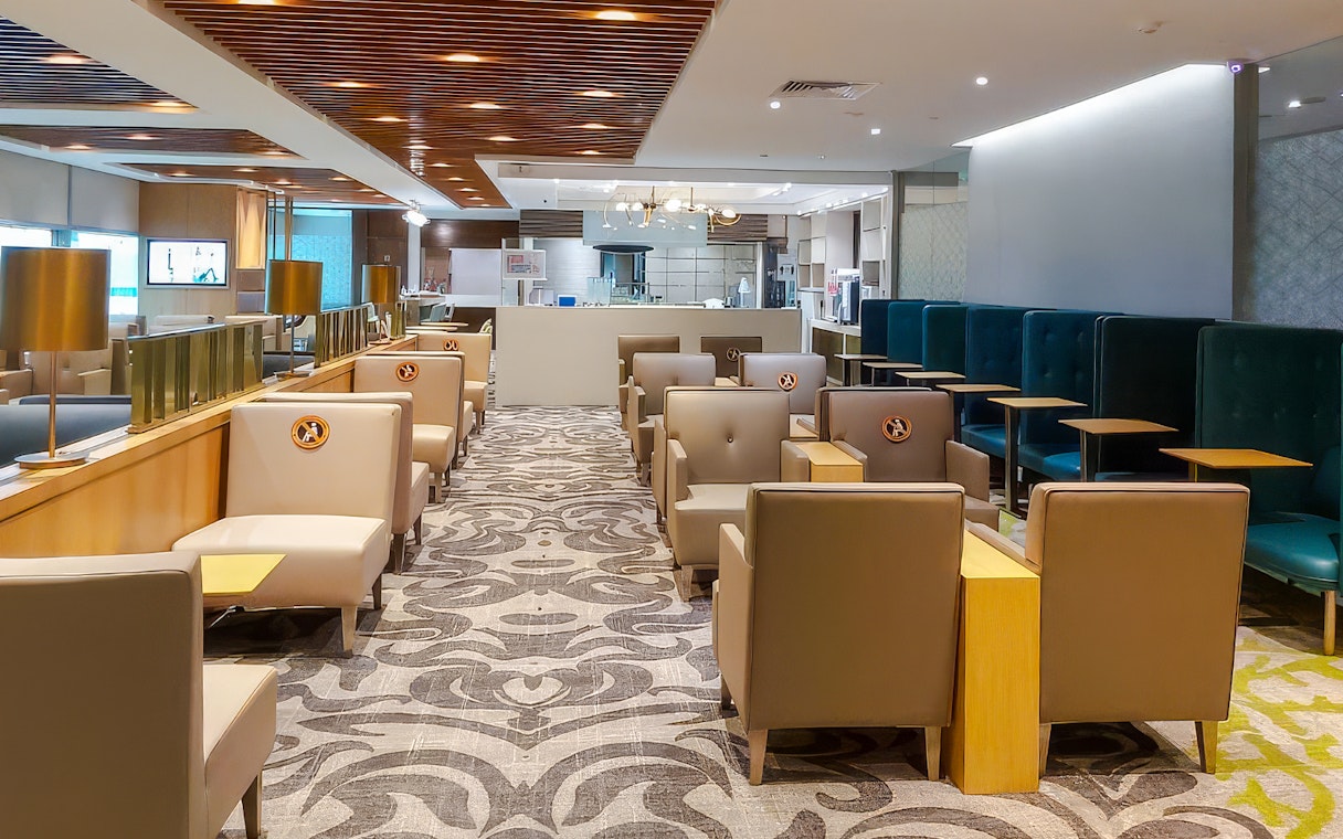 Seating area in Ambassador Transit Lounge, Terminal 3, Changi Airport.