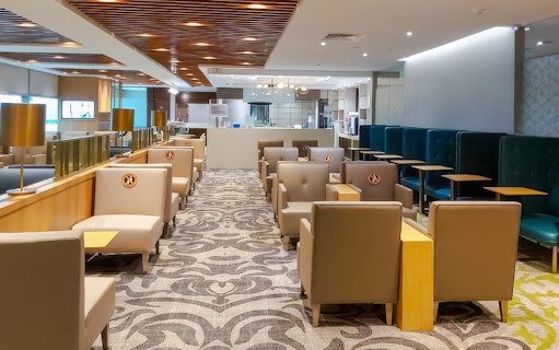 Seating area in Ambassador Transit Lounge, Terminal 3, Changi Airport.