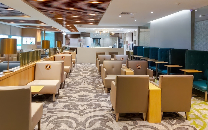 Seating area in Ambassador Transit Lounge, Terminal 3, Changi Airport.