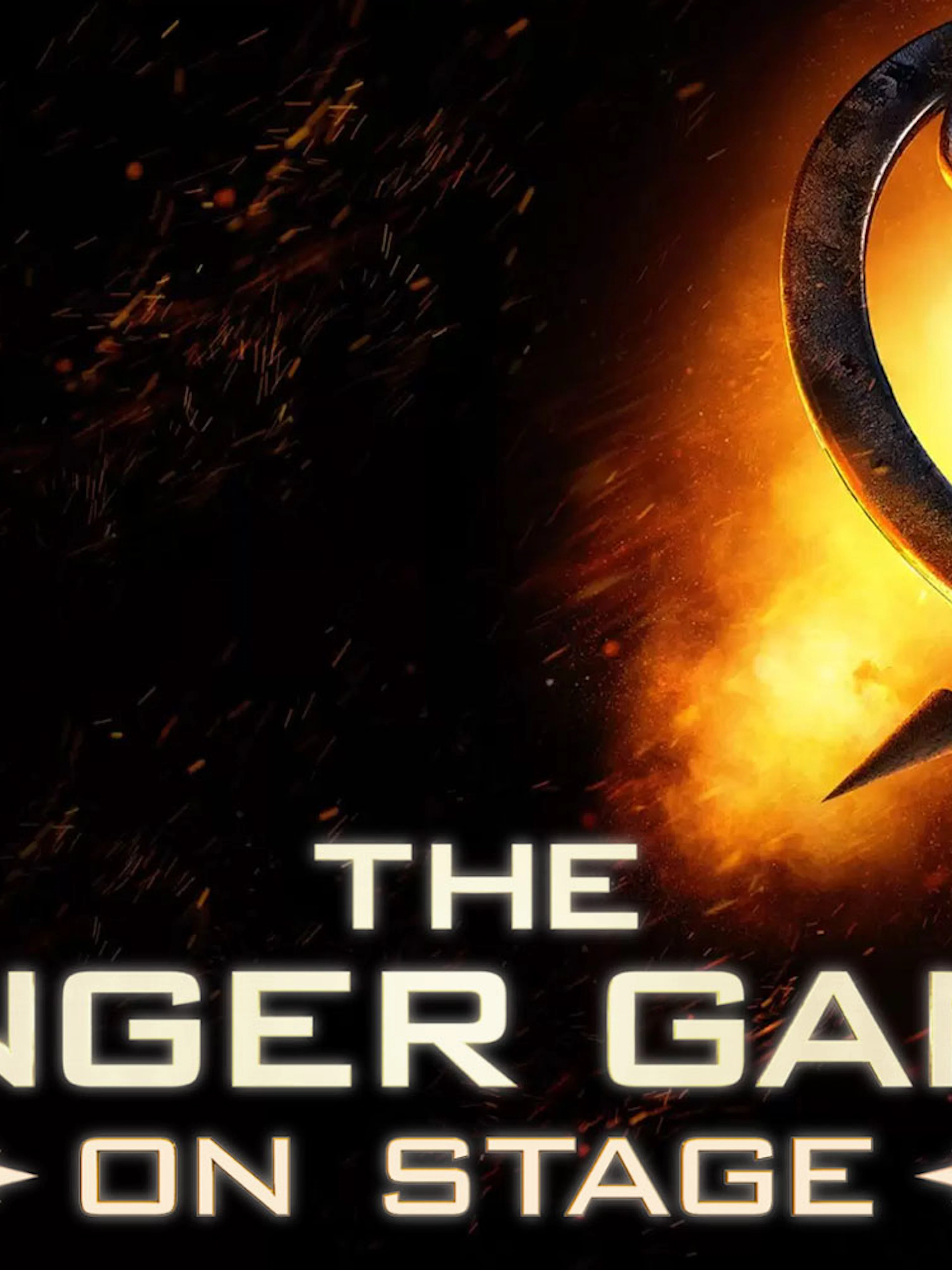 The Hunger Games Westend show logo with mockingjay and arrow.