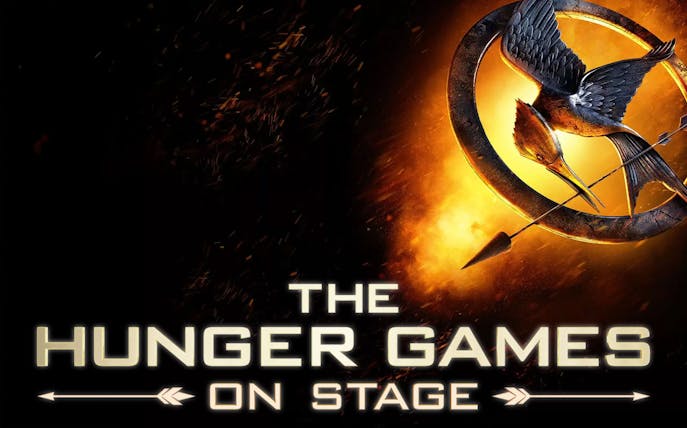 The Hunger Games Westend show logo with mockingjay and arrow.