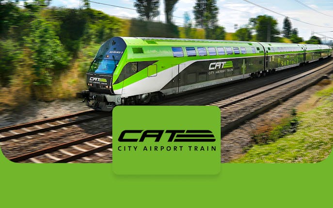 City Airport Train traveling between Vienna Airport and city center.