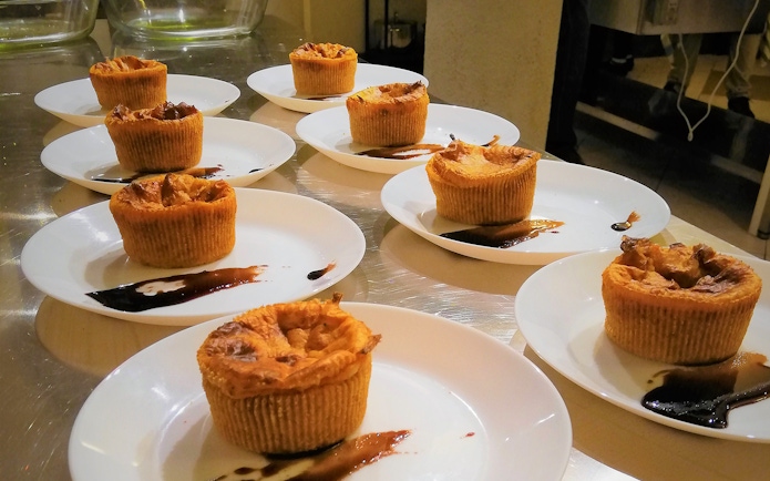Pastries on plates prepared during Florence Central Market cooking class.