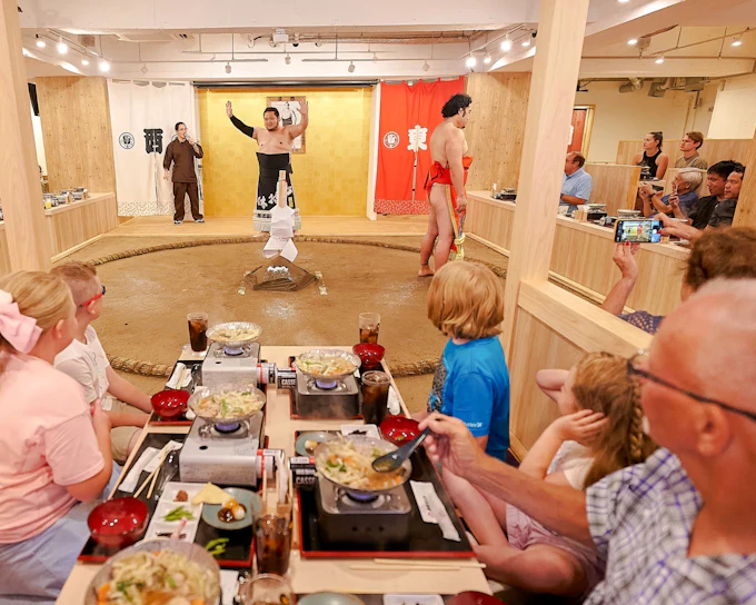 Sumo Show, Ring Practice & Chanko-Nabe Dinner with a Retired Wrestler · Ryogoku