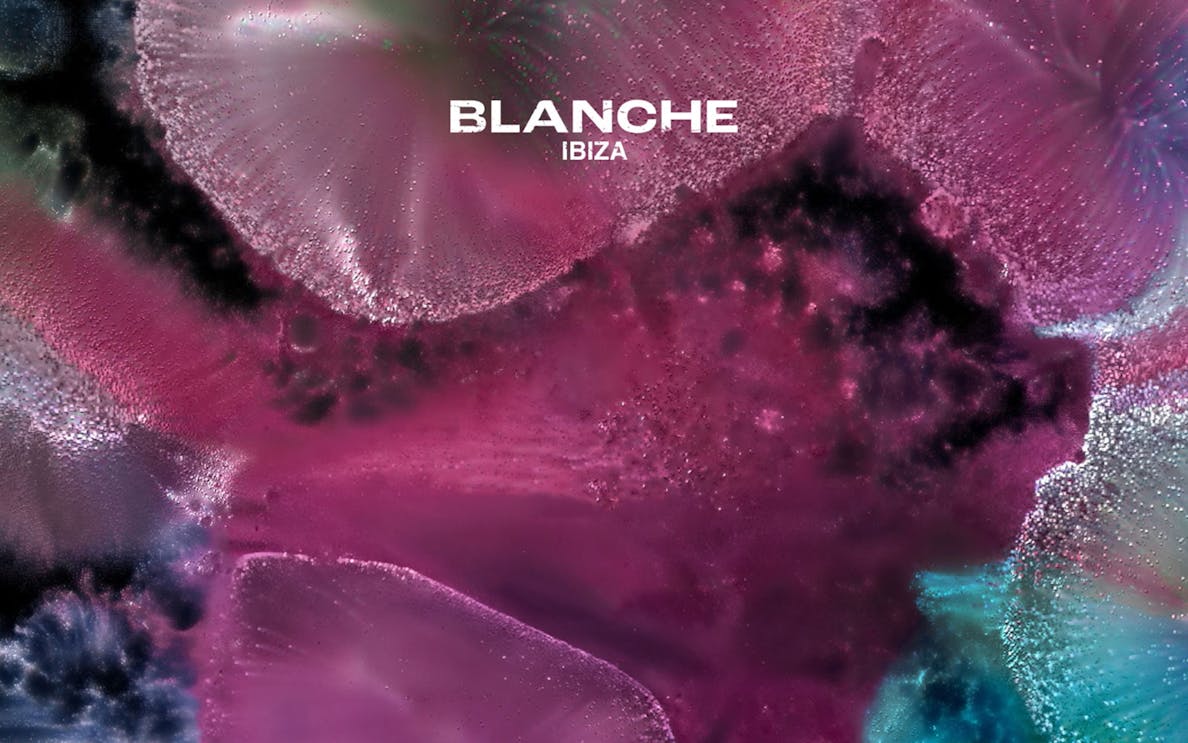 Blanche London logo on abstract colorful background for Lío Ibiza Tuesdays event.