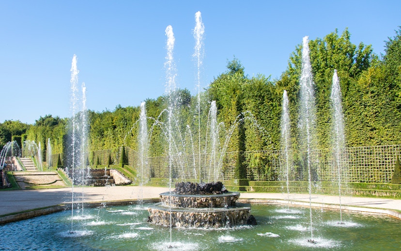Fountains at the Palace of Versailles during the Night Fountain Show, France.