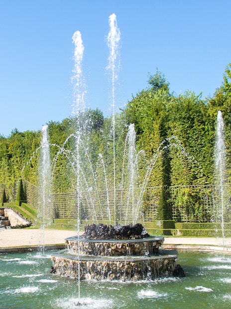 Fountains at the Palace of Versailles during the Night Fountain Show, France.