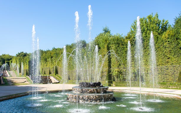 Fountains at the Palace of Versailles during the Night Fountain Show, France.