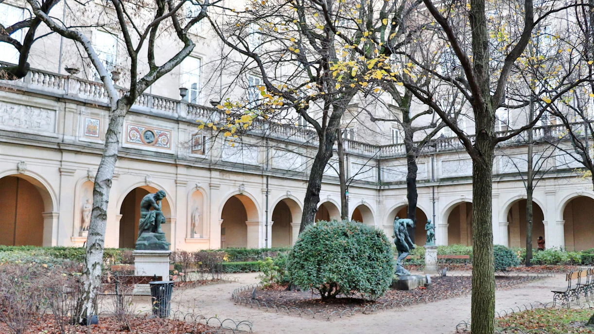 Courtyard with sculptures at the Museum of Fine Arts Lyon.