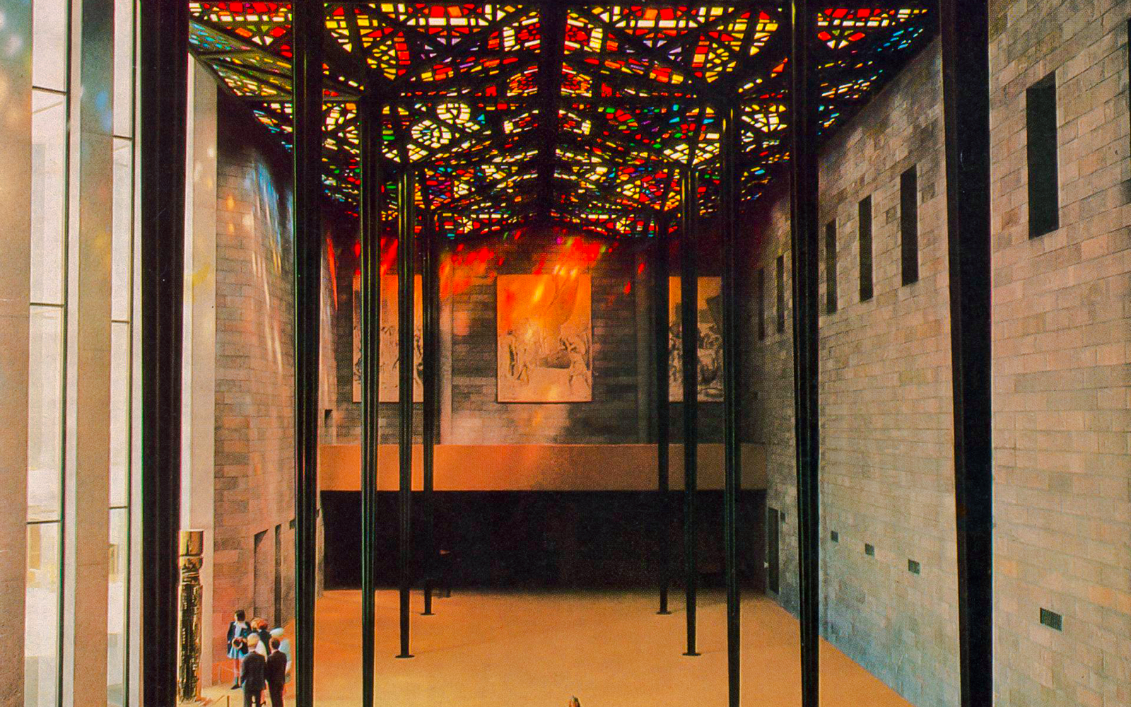 Stained-glass ceiling by Leonard French at National Gallery of Victoria, Melbourne.