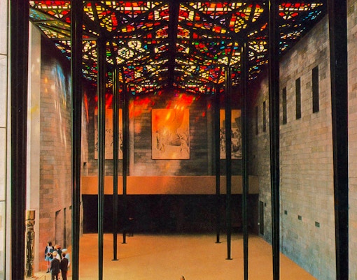Stained-glass ceiling by Leonard French at National Gallery of Victoria, Melbourne.