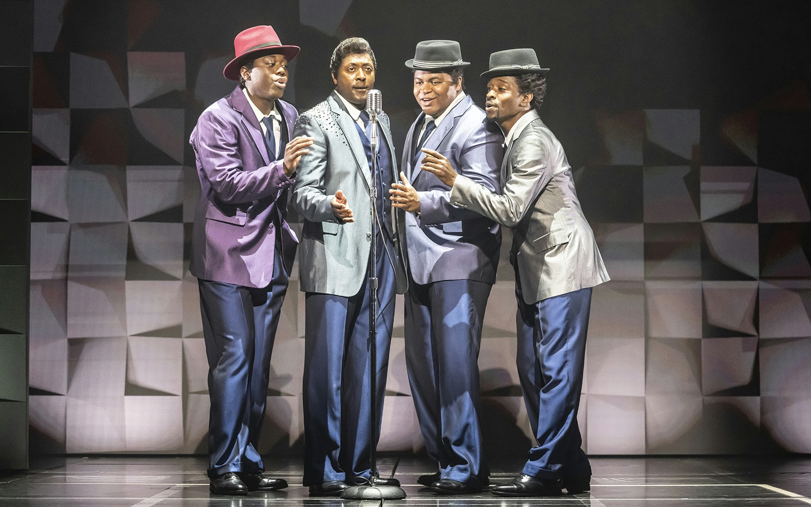 The Drifters Girl musical cast performing on stage in London theater.