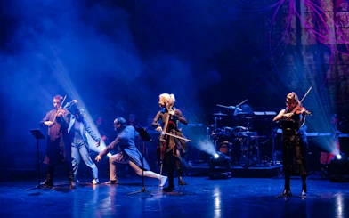 Musicians performing Vivaldianno The SHOW at Theatre Hybernia, Prague.