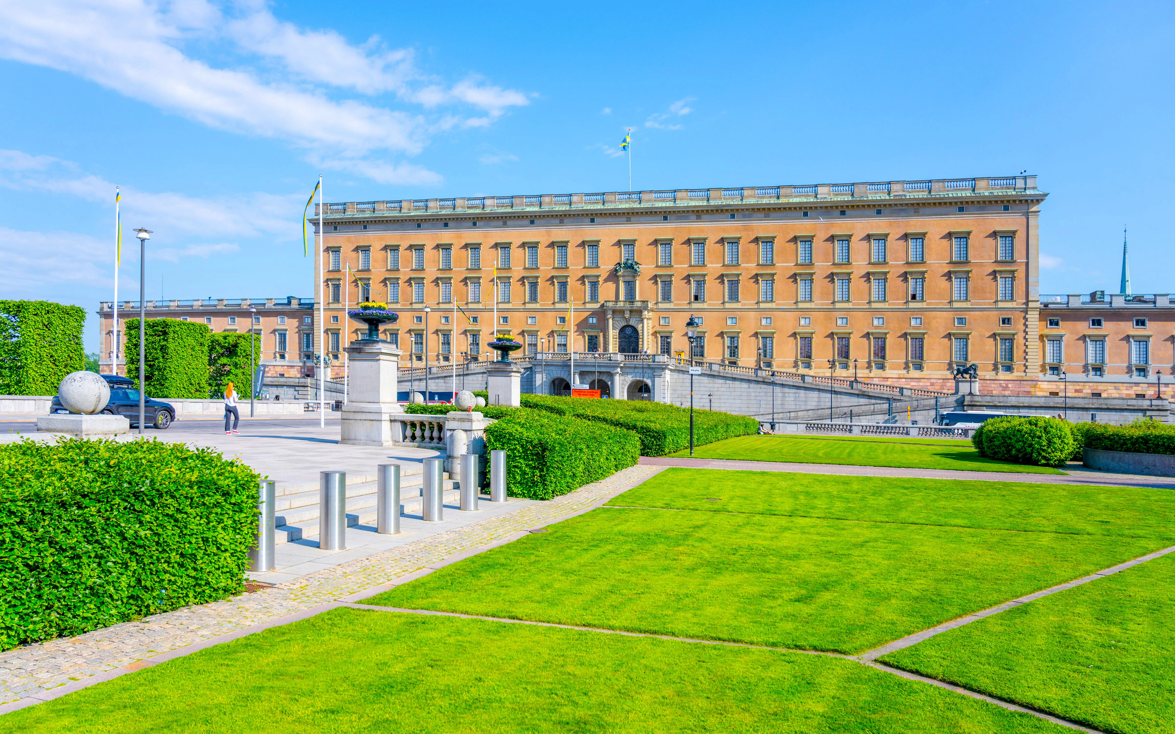 Royal Palace of Sweden with gardens in Stockholm.