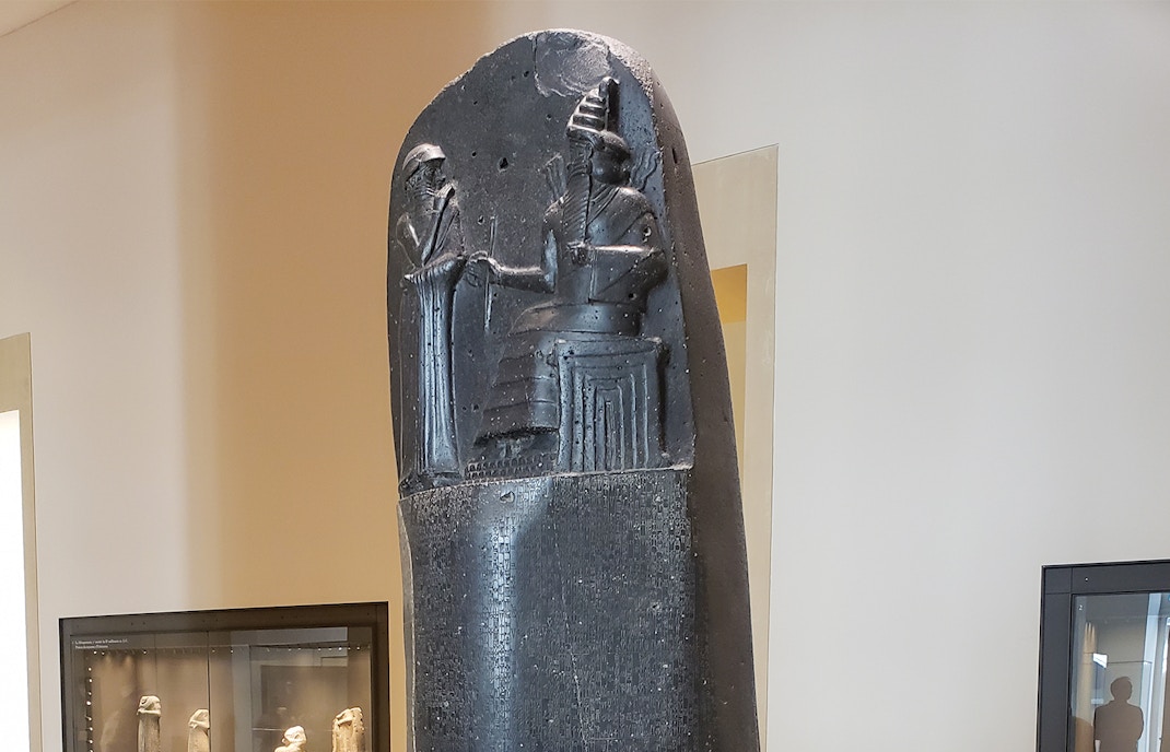 Code of Hammurabi stele displayed at the Louvre Museum, Paris.